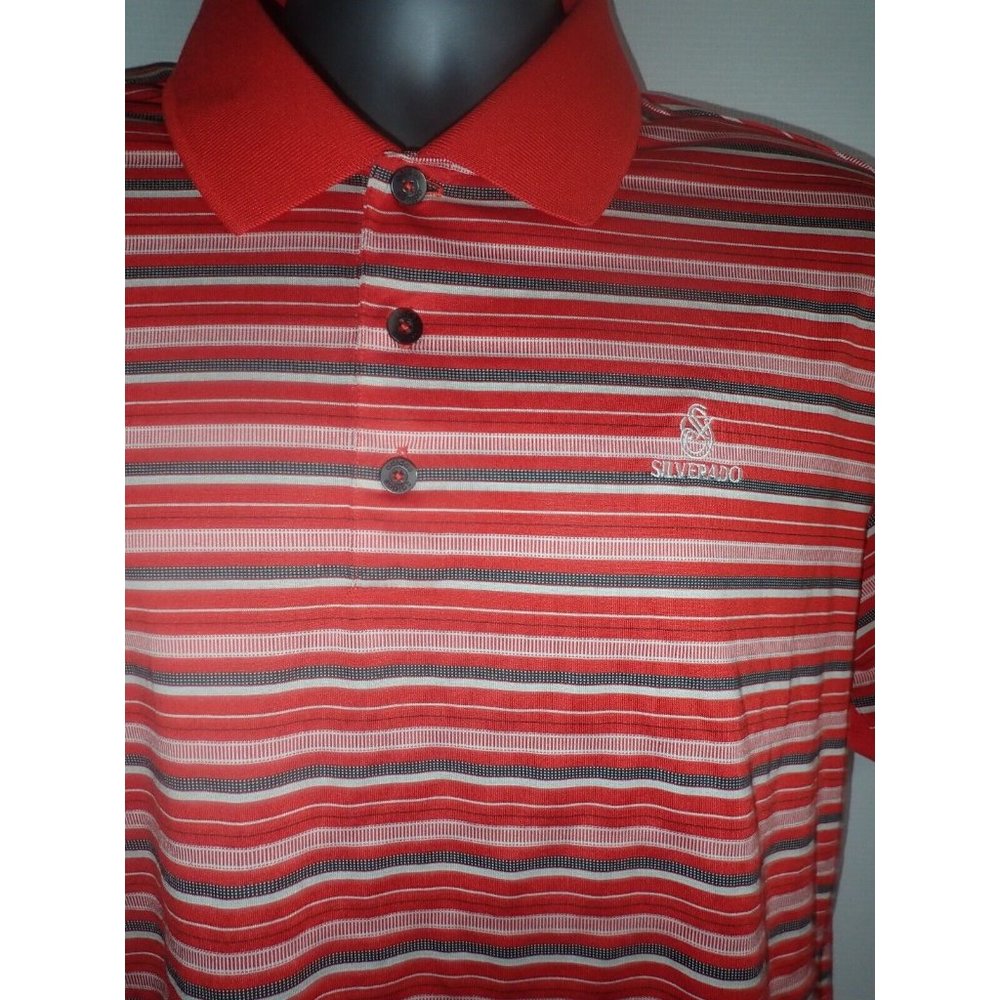 Adidas Climacool shirt Mens M Red Stripe Golf Classic Short Sleeve - Picture 3 of 5
